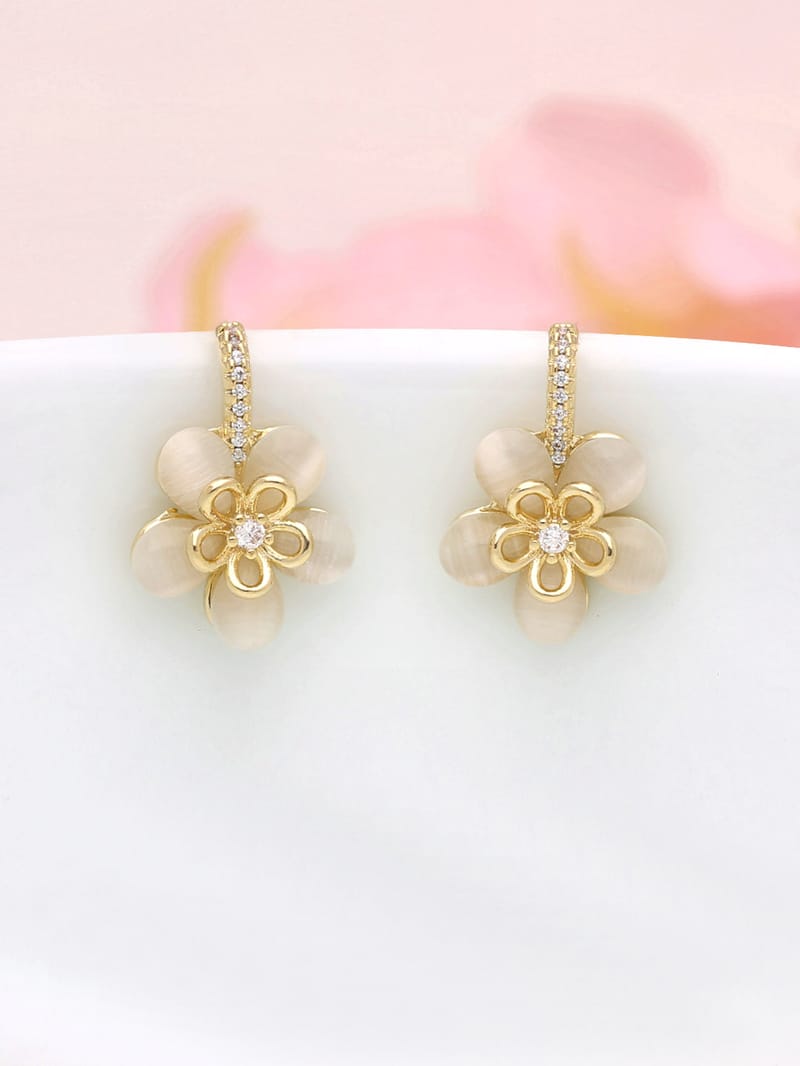 AD / CZ Dangler Earrings in Gold finish - THF900