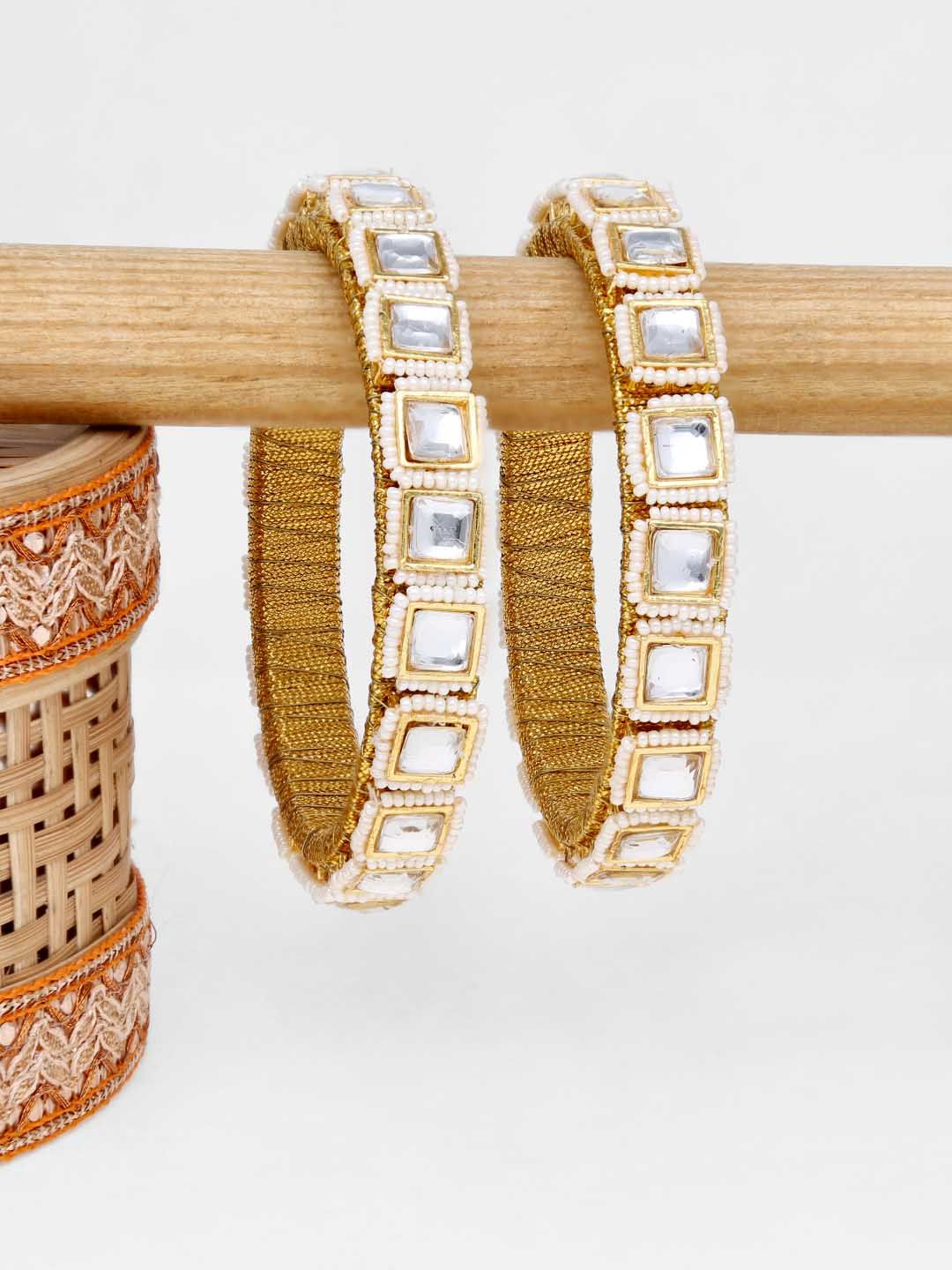 Kundan Bangles in Gold finish - 2.4