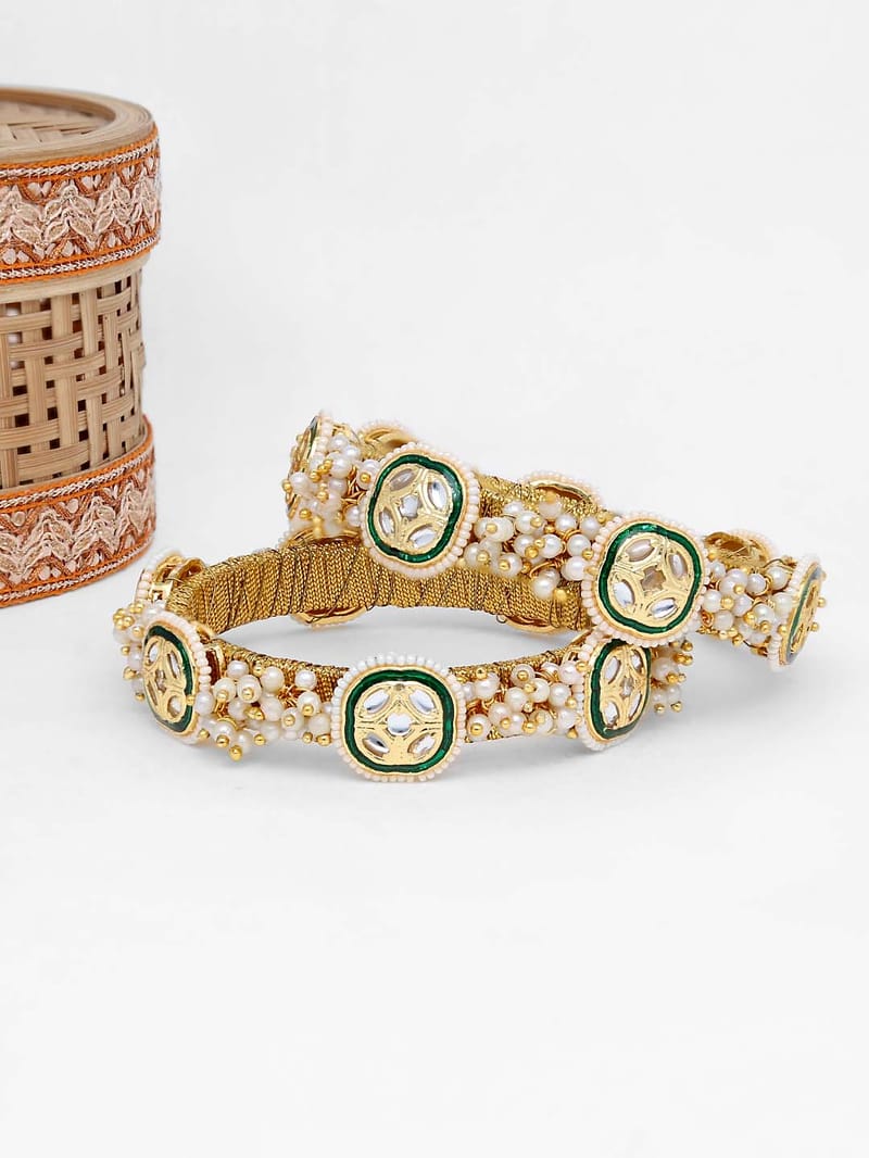 Kundan Bangles in Gold finish - 2.8