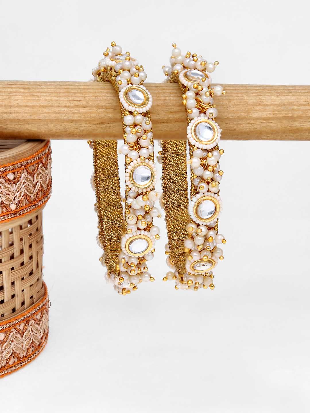 Kundan Bangles in Gold finish - 2.8