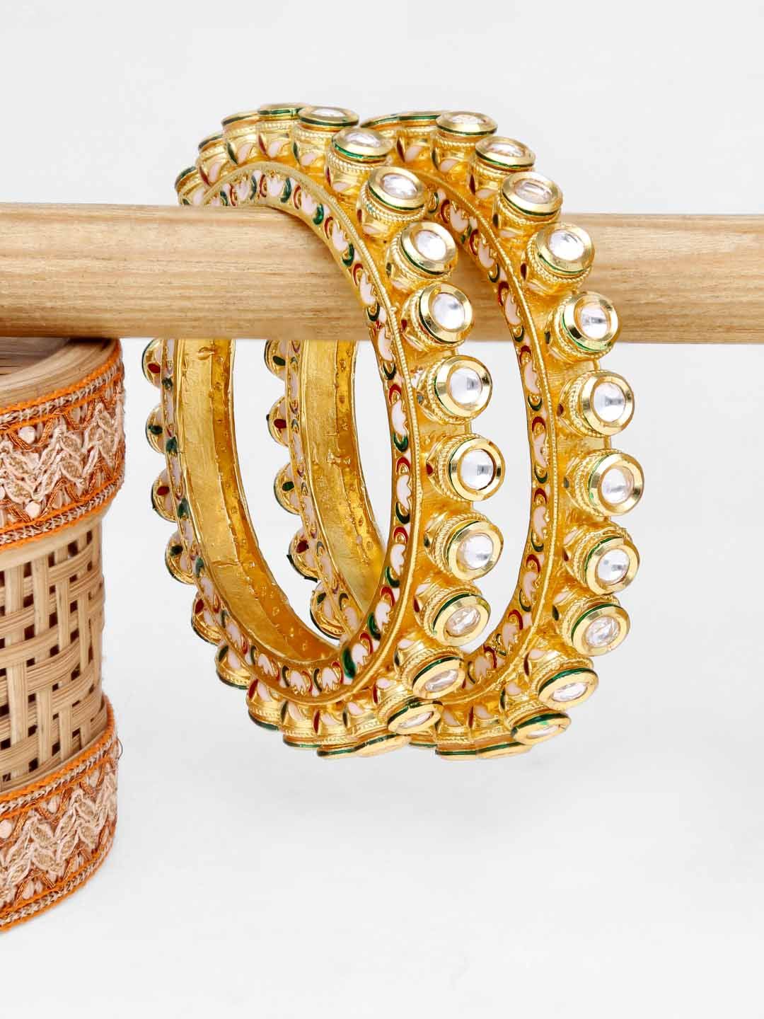 Kundan Bangles in Gold finish - 2.4
