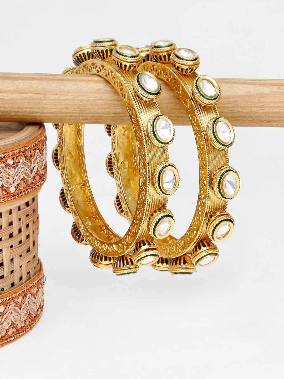 Kundan Bangles in Gold finish - 2.6