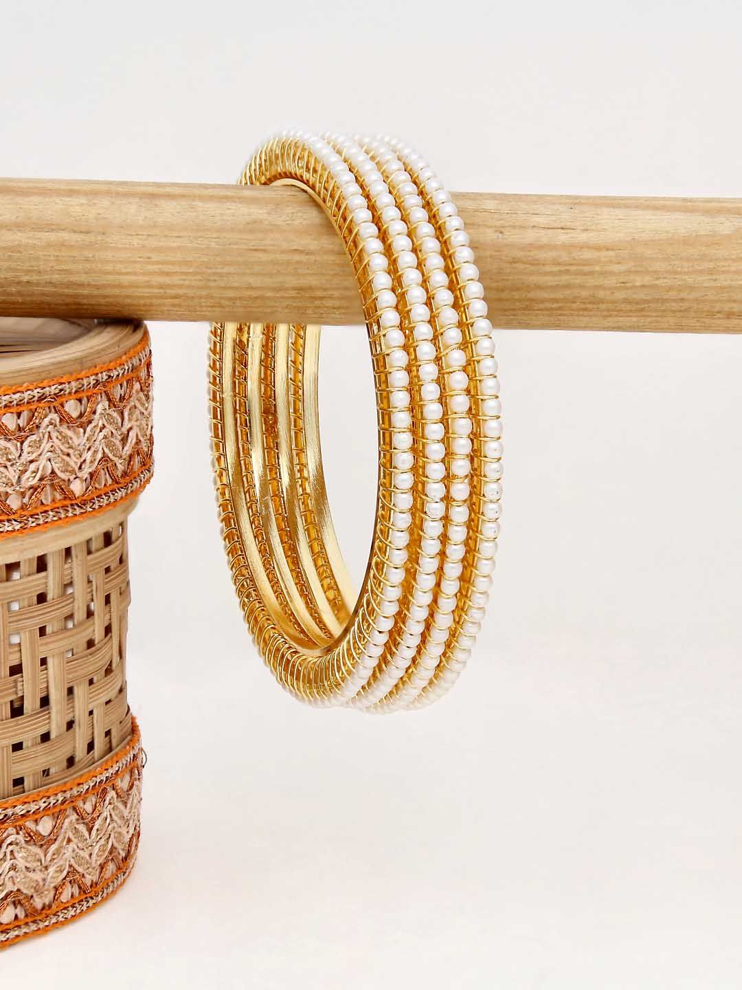 Pearls Bangles in Gold finish - 2.4
