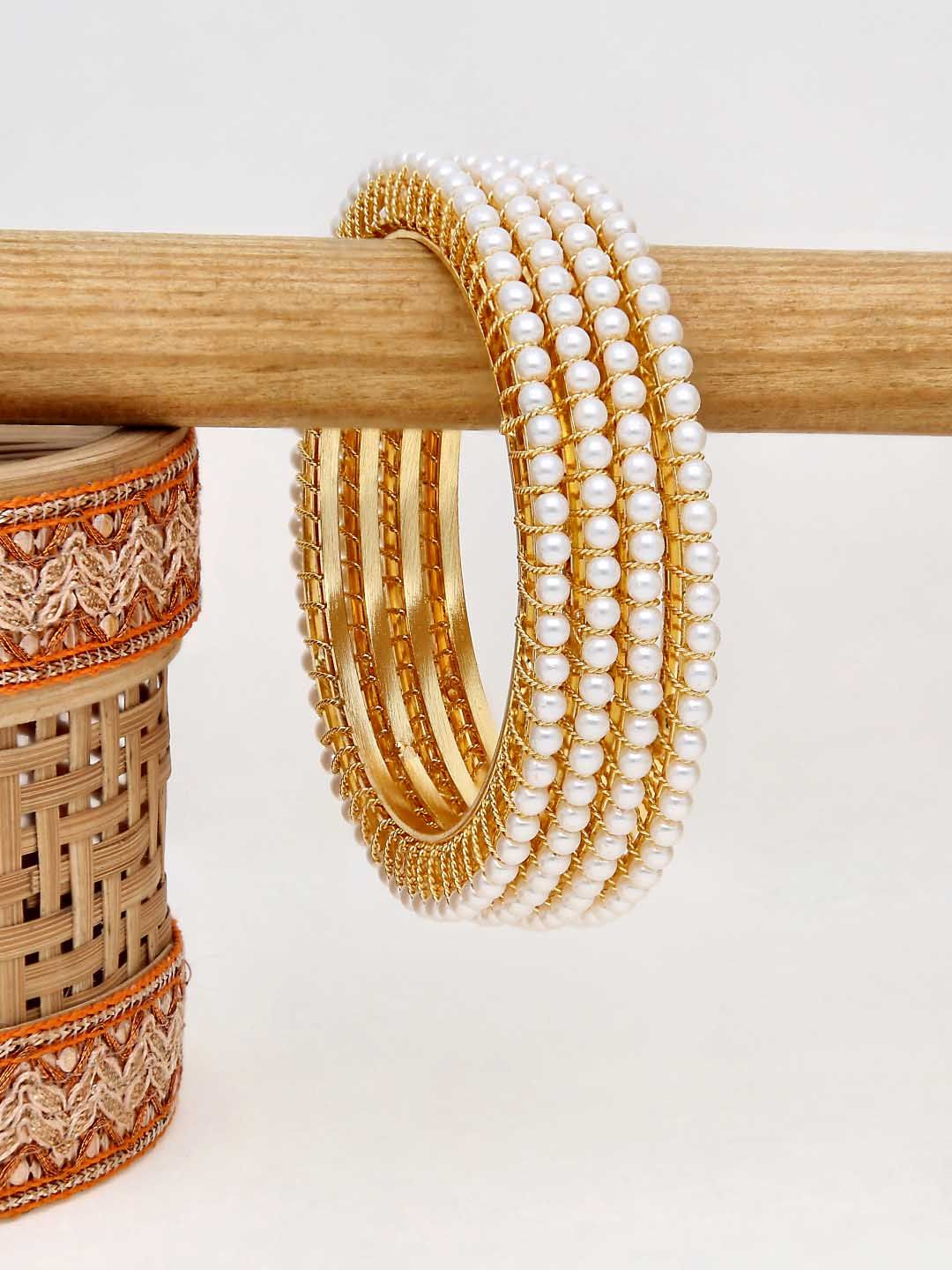 Pearls Bangles in Gold finish - 2.4