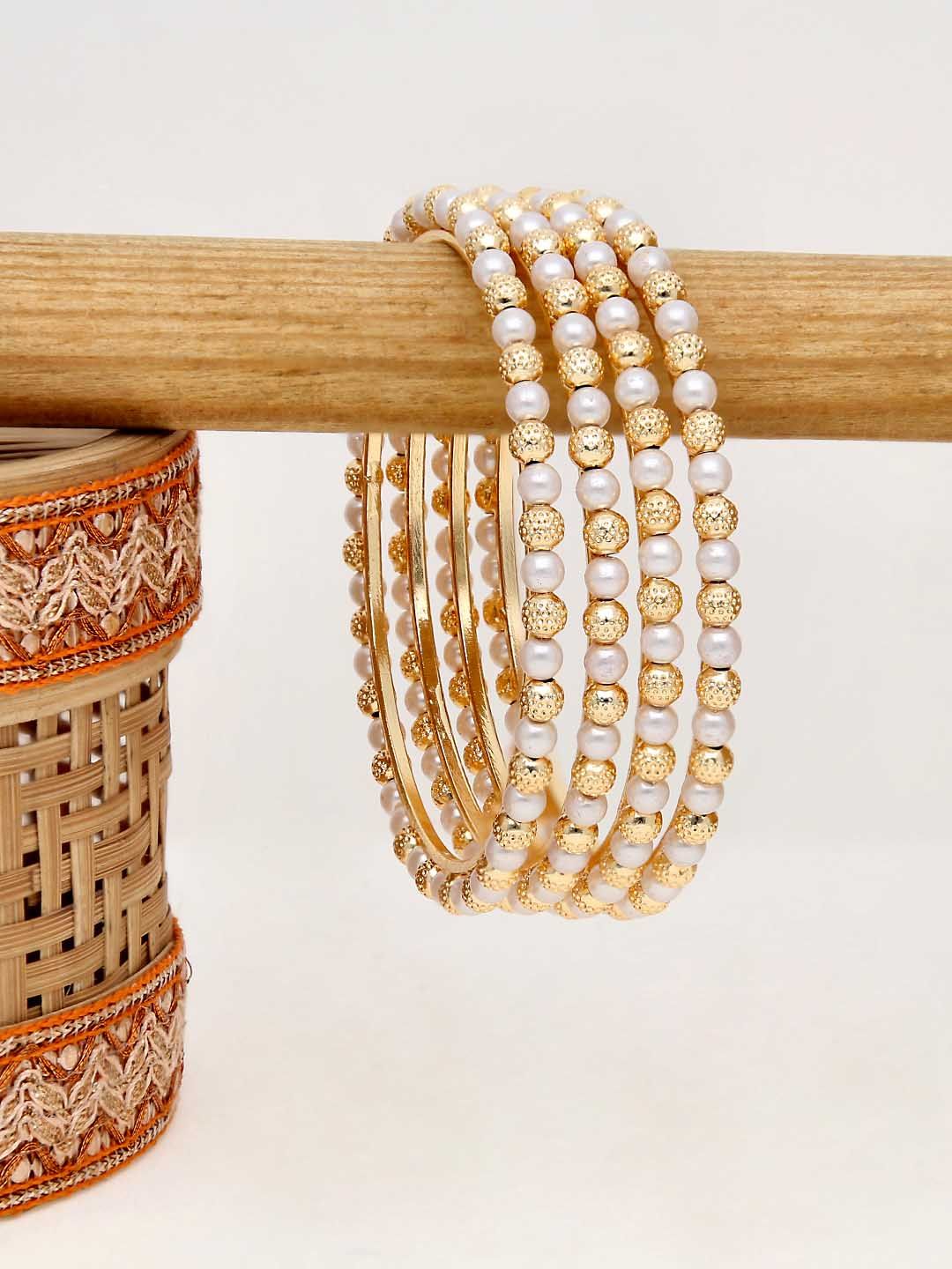Pearls Bangles in Gold finish - 2.6
