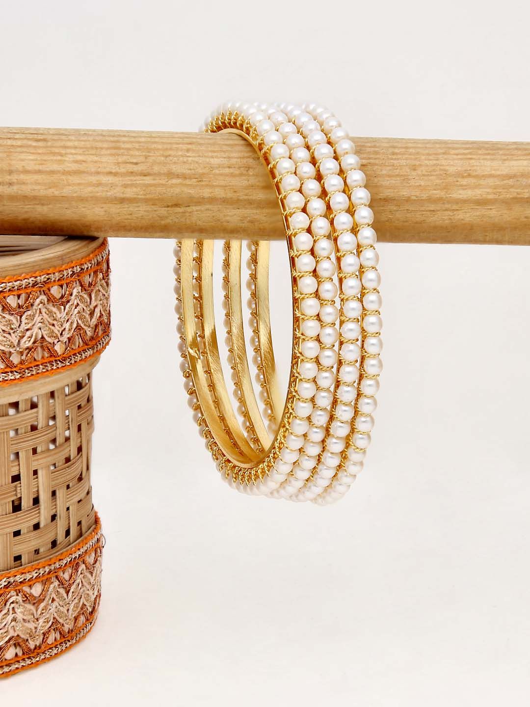 Pearls Bangles in Gold finish - 2.6