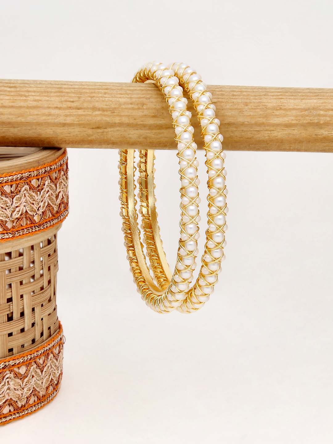 Pearls Bangles in Gold finish - 2.8