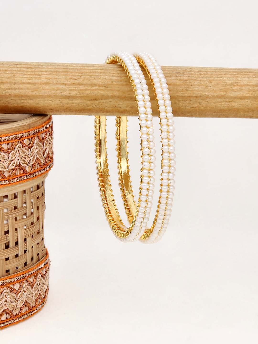 Pearls Bangles in Gold finish - 2.4