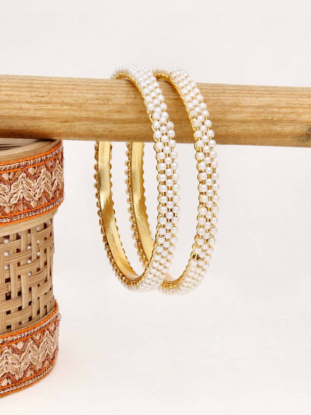 Pearls Bangles in Gold finish - 2.4