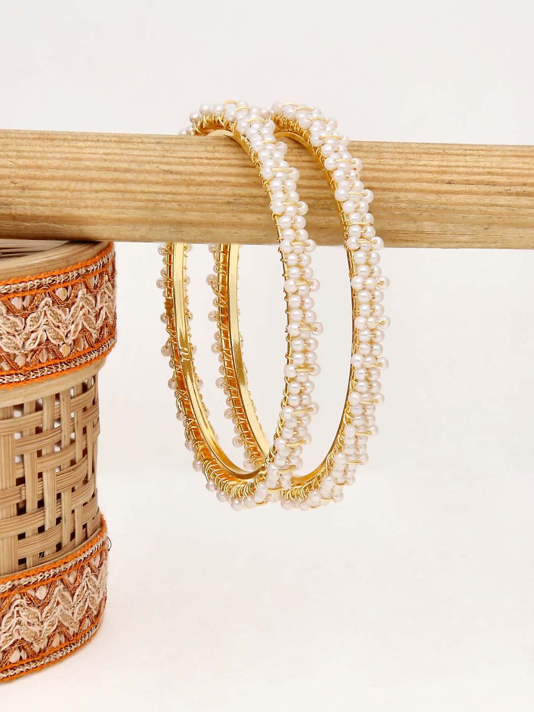 Pearls Bangles in Gold finish - 2.6