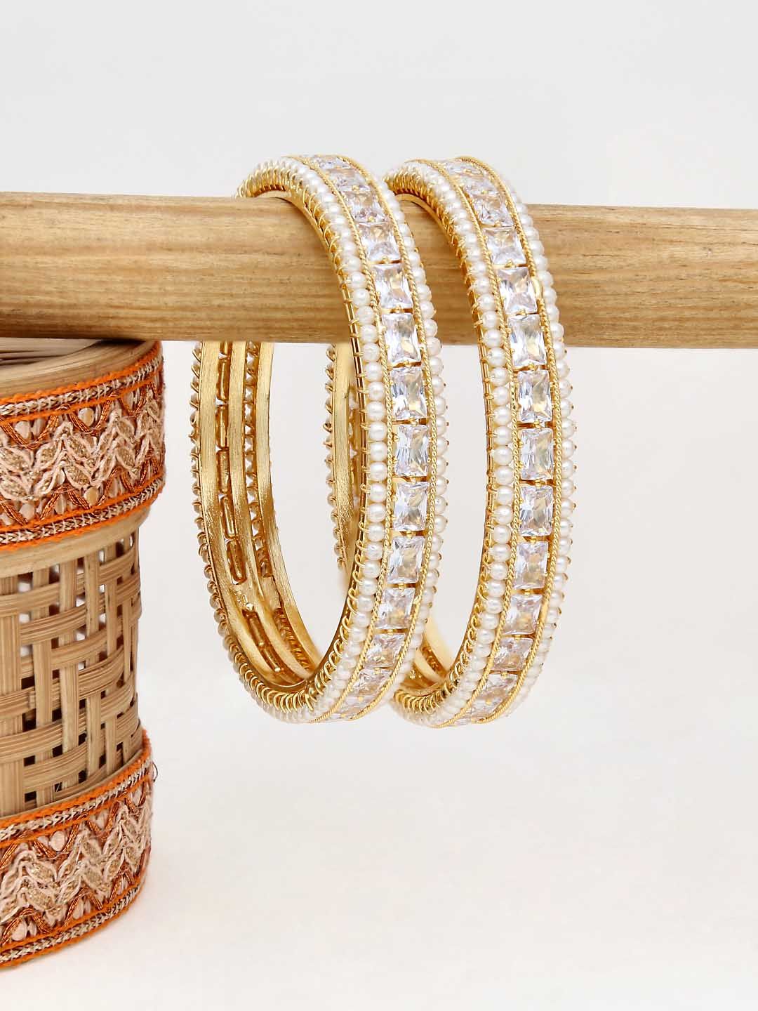 AD / CZ Bangles in Gold finish - 2.4