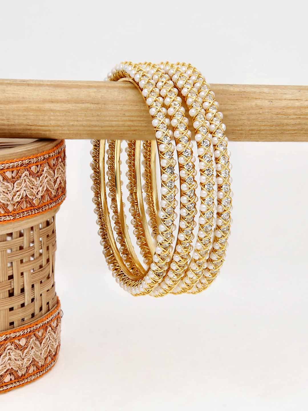 Pearls Bangles in Gold finish - 2.6