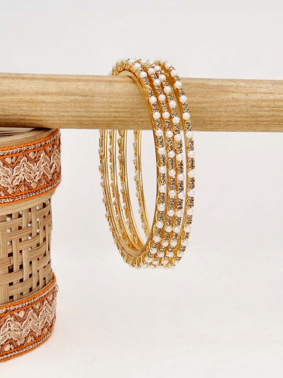 Pearls Bangles in Gold finish - 2.8
