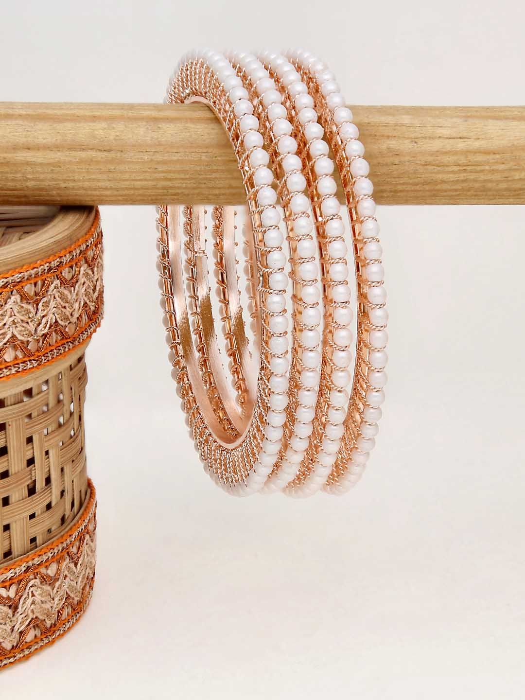 Pearls Bangles in Rose Gold finish - 2.4