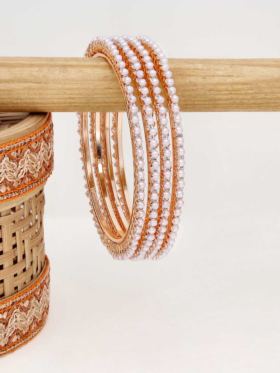 Pearls Bangles in Rose Gold finish - 2.6