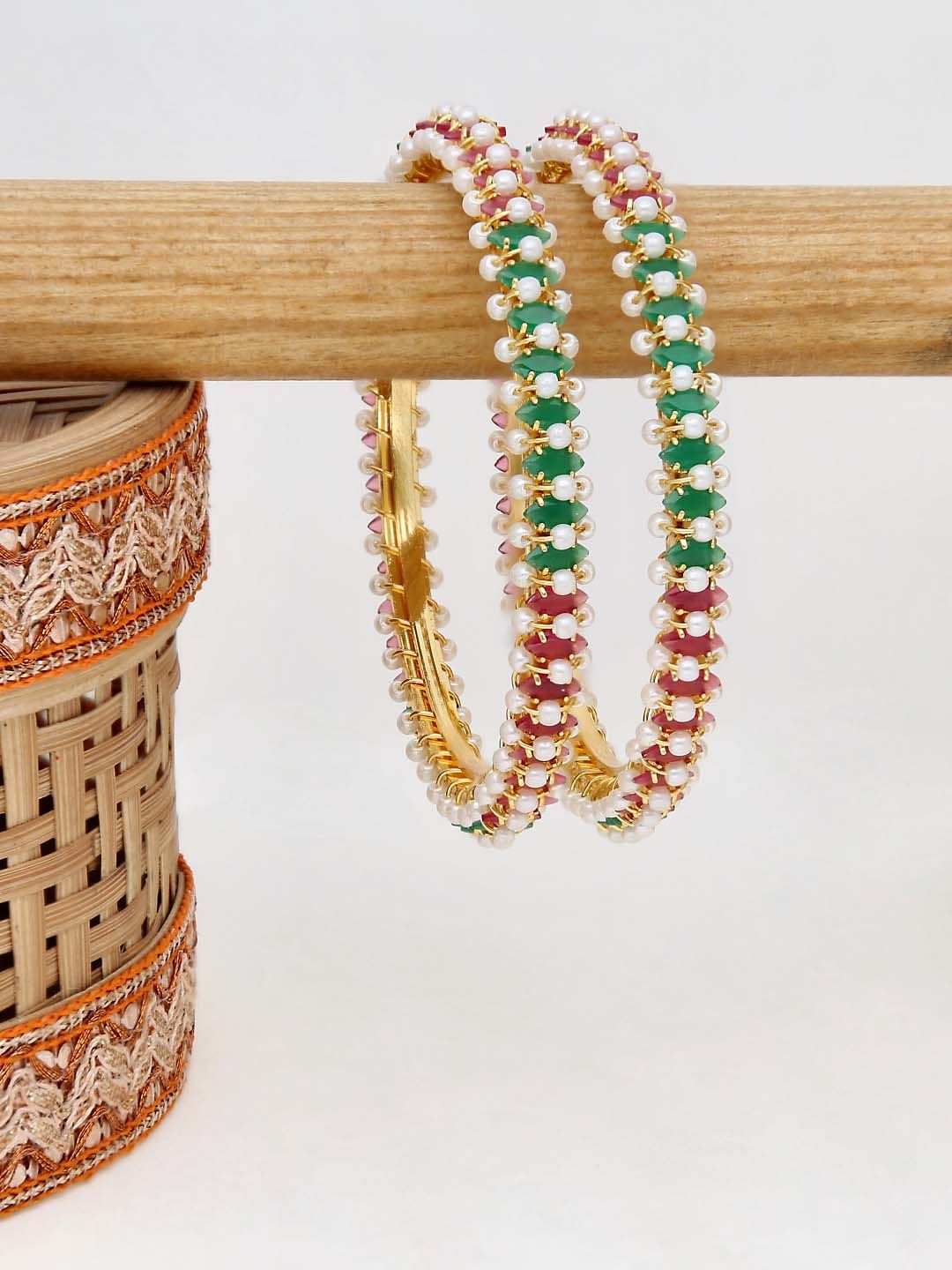 Pearls Bangles in Gold finish - 2.4