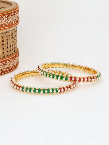 Pearls Bangles in Gold finish - 2.8