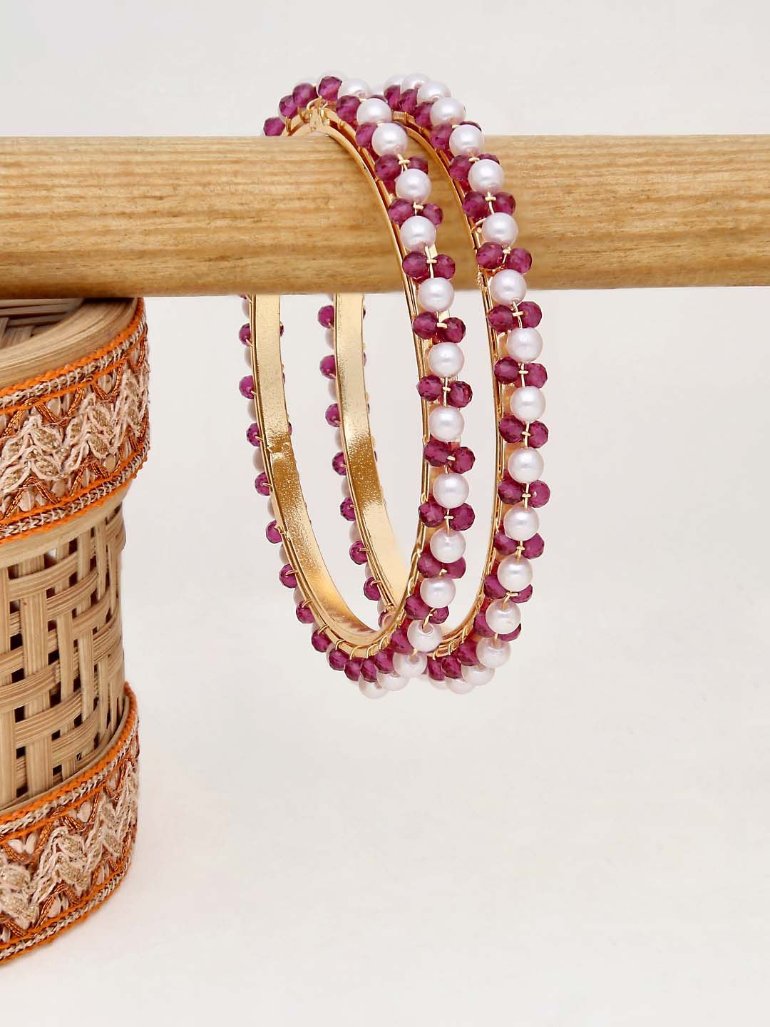 Pearls Bangles in Gold finish - 2.6