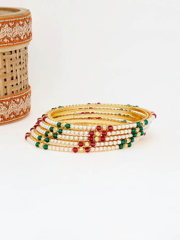 Pearls Bangles in Gold finish - 2.8