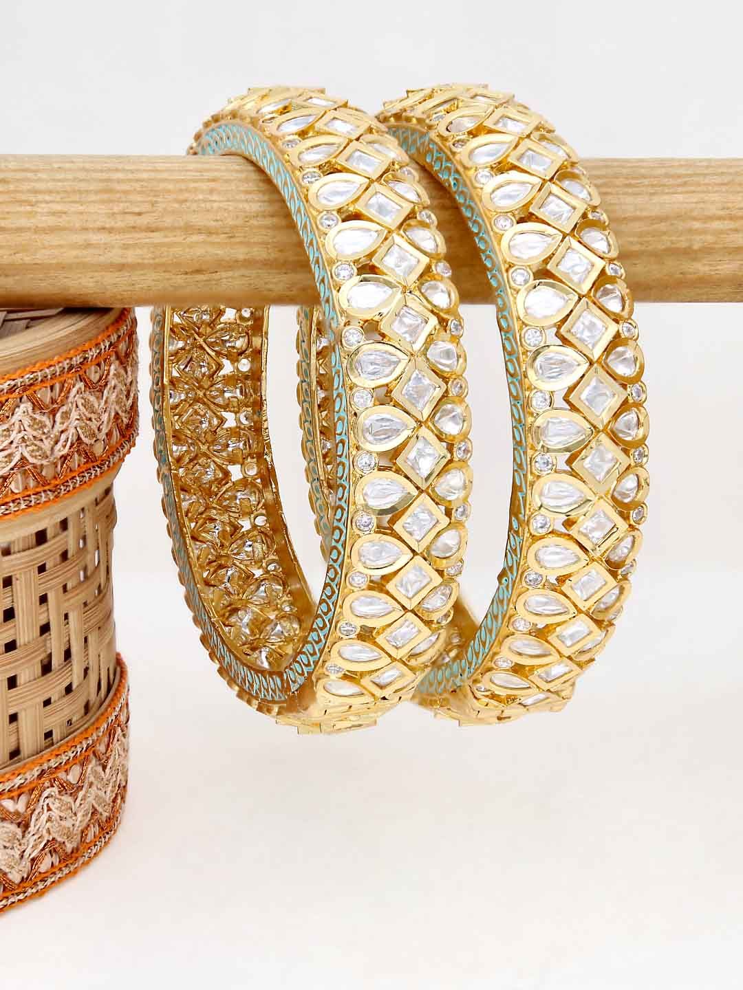 Kundan Bangles in Gold finish - 2.6
