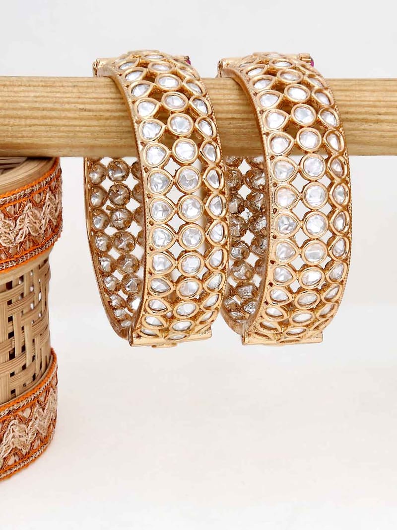 Kundan Bangles in Rose Gold finish - 2.6