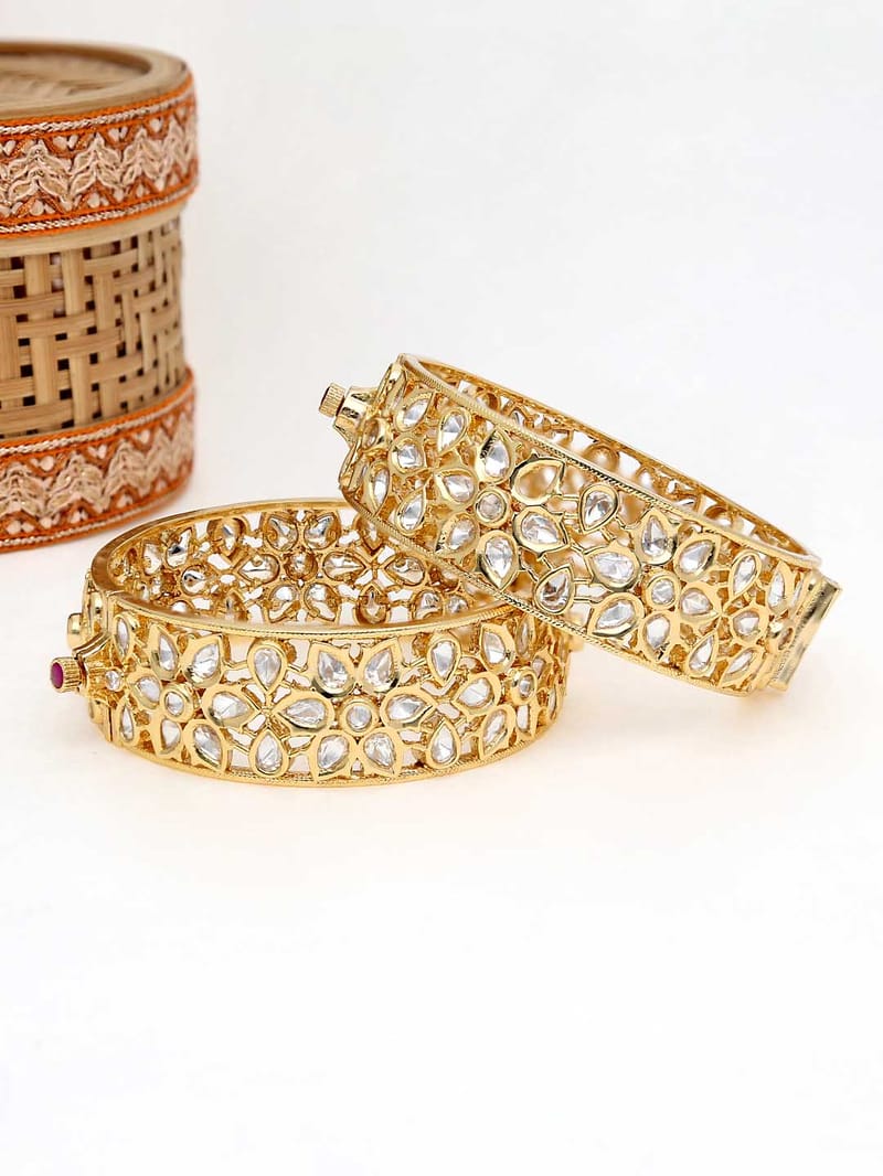 Kundan Bangles in Gold finish - 2.8
