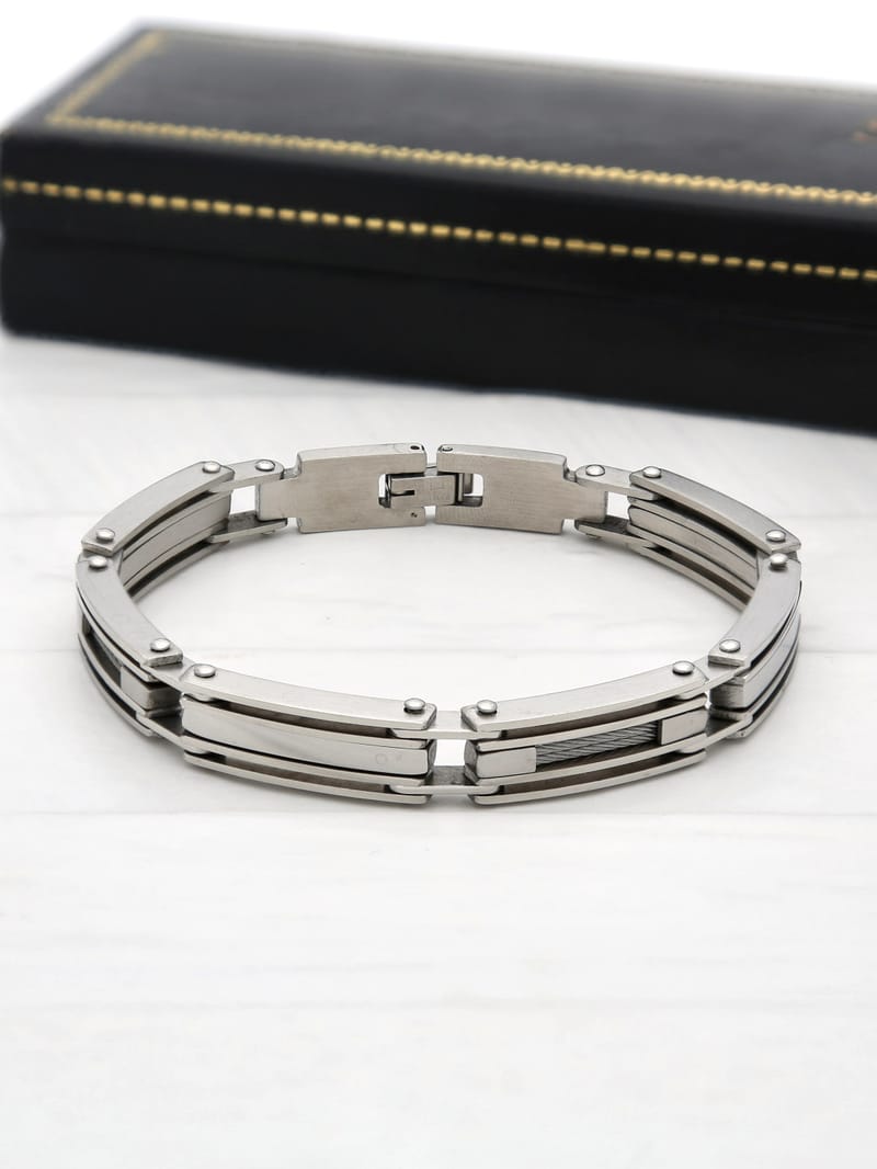 Men's Loose / Link Bracelet in Rhodium finish - THF1262