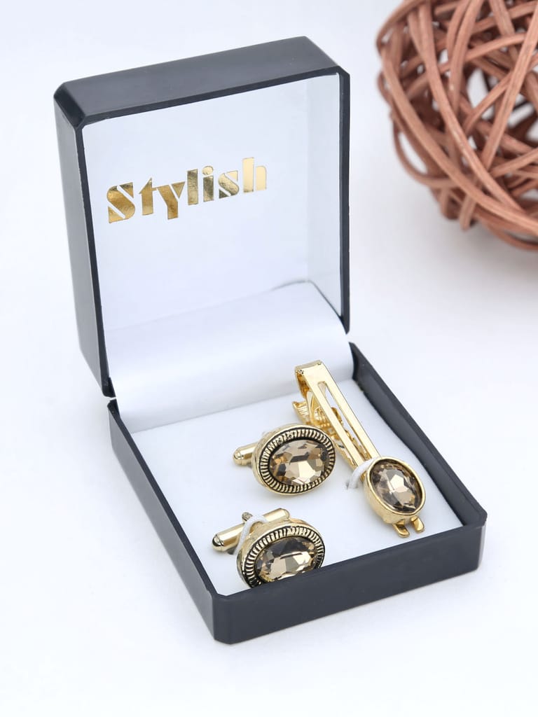 Cufflinks with Tie Clip in Gold finish - THF1525
