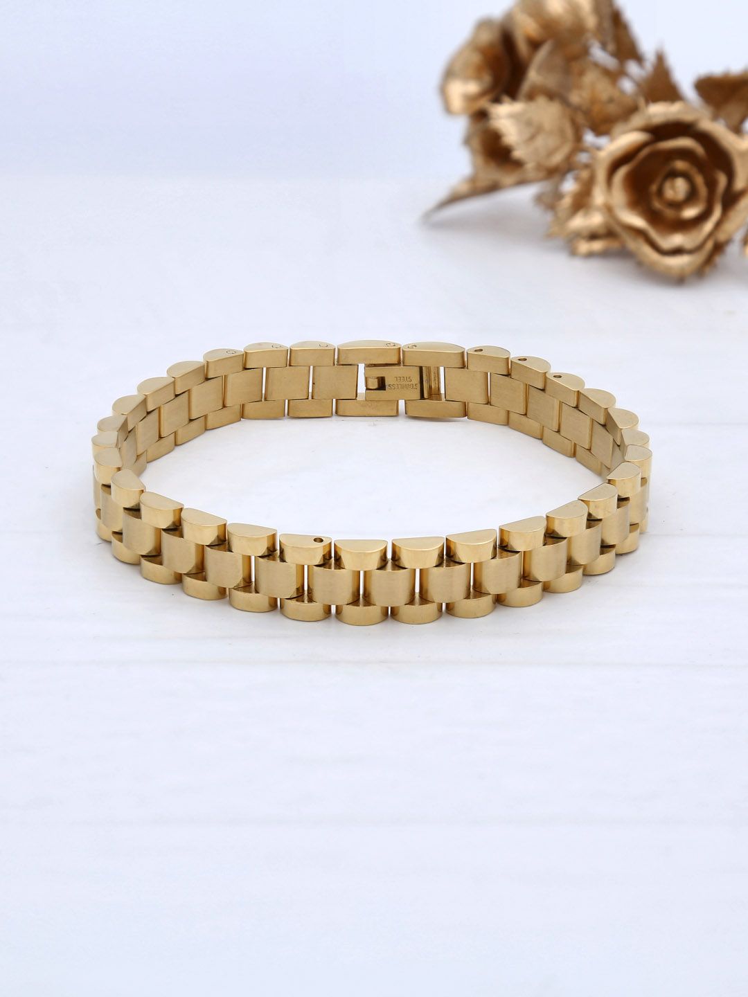Western Loose / Link Bracelet in Gold finish - THF1616