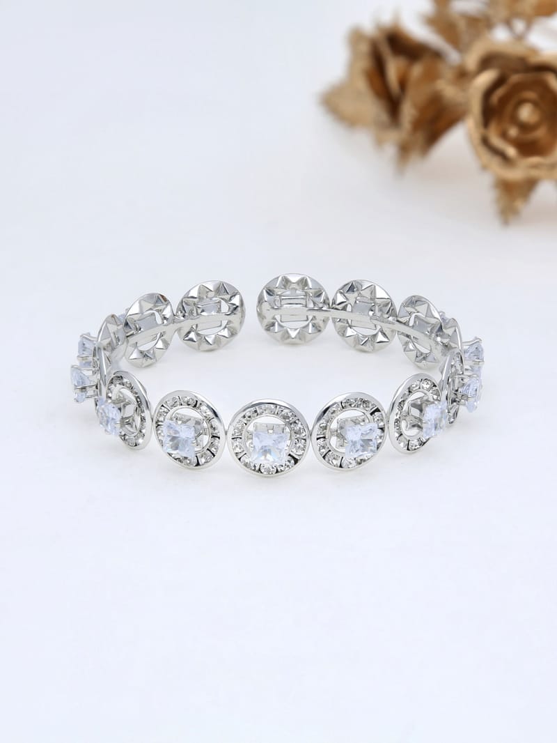 AD / CZ Kada Bracelet in Rhodium finish - P204RH