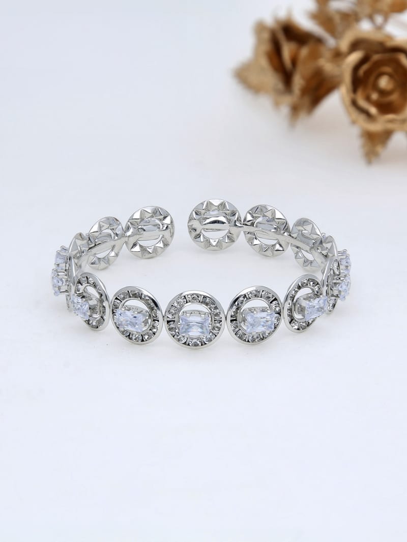 AD / CZ Kada Bracelet in Rhodium finish - P206RH