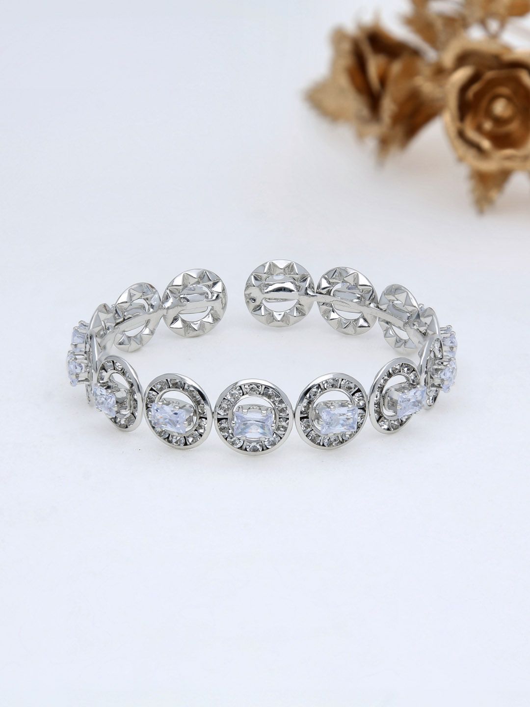 AD / CZ Kada Bracelet in Rhodium finish - P206RH