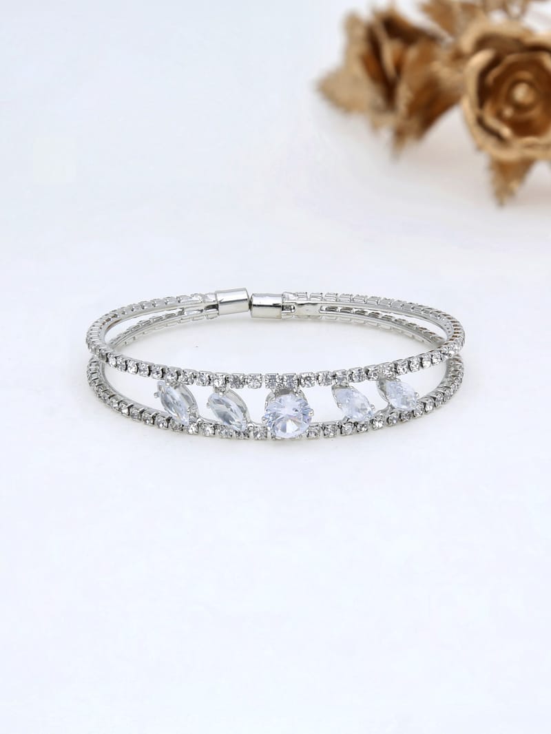 AD / CZ Kada Bracelet in Rhodium finish - P23RH