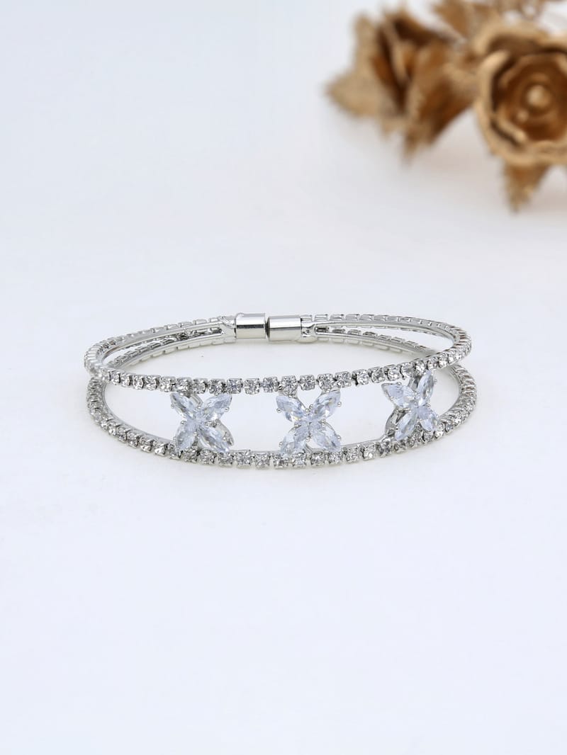 AD / CZ Kada Bracelet in Rhodium finish - P13RH