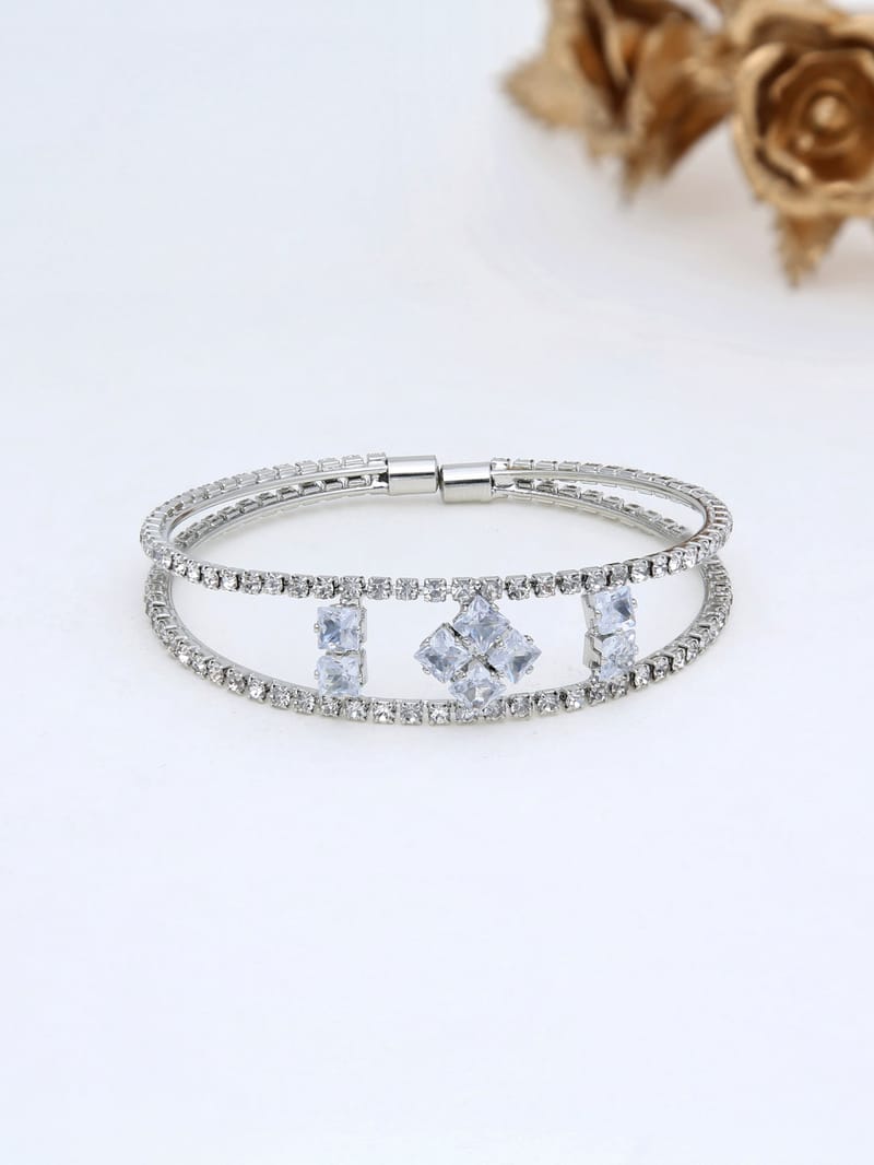 AD / CZ Kada Bracelet in Rhodium finish - P16RH