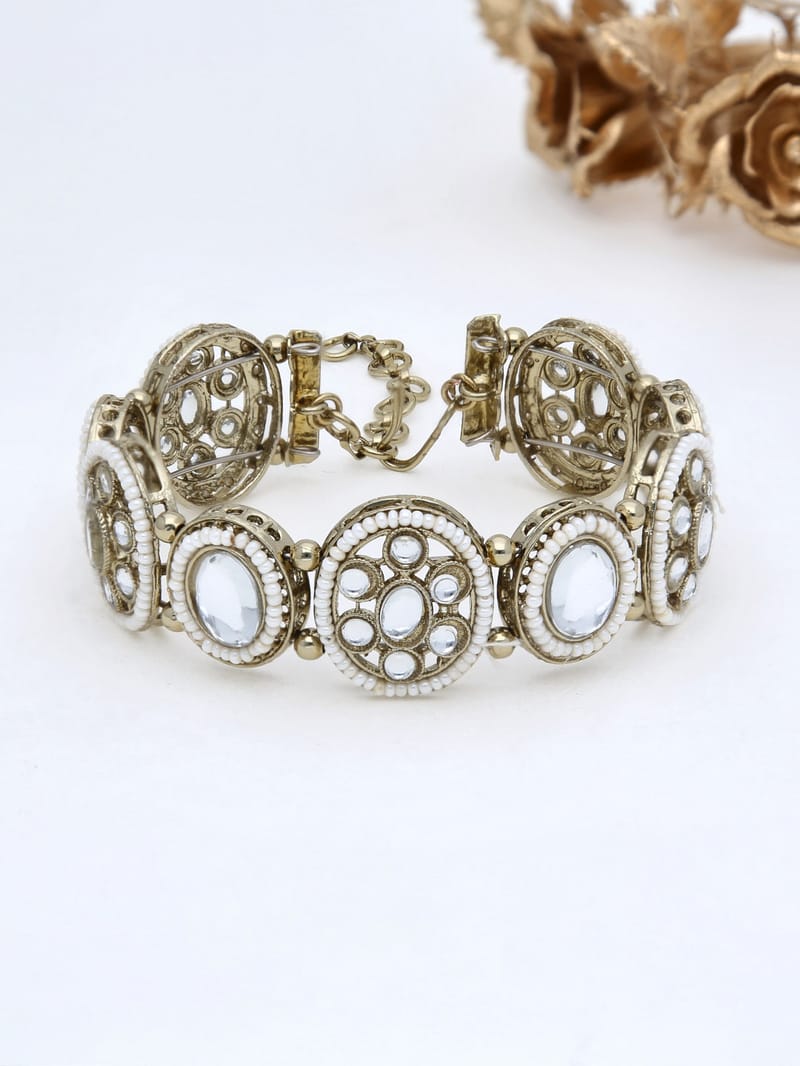 Kundan Loose / Link Bracelet in Mehendi finish - R1039MH