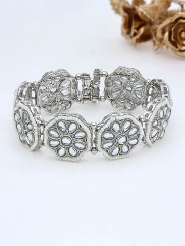 Kundan Loose / Link Bracelet in Rhodium finish - R3051RH