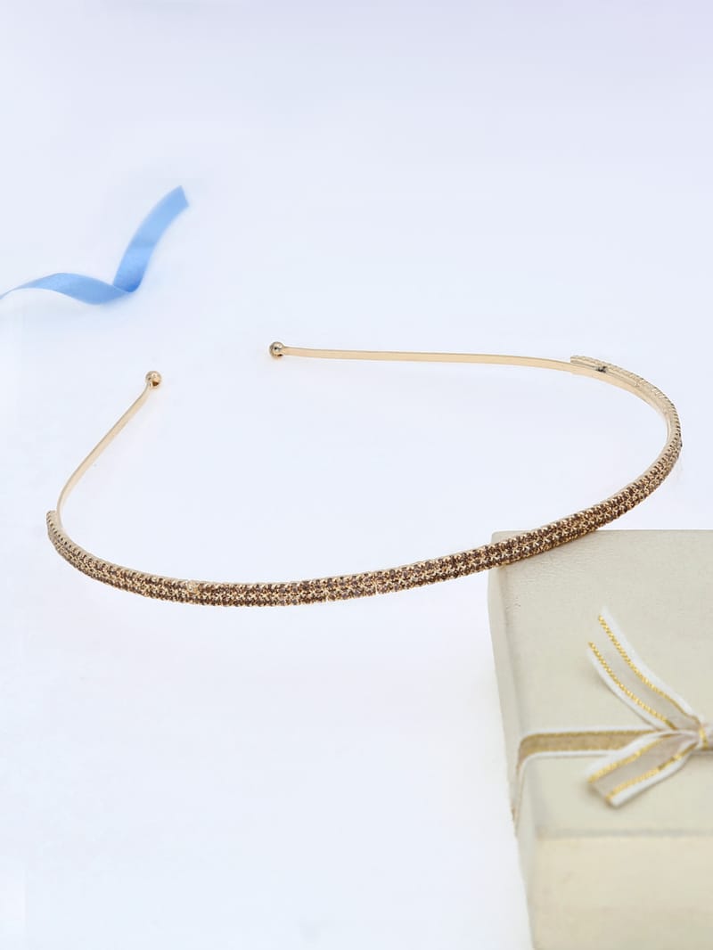 Two Line Stone Hair Band in Gold finish - KC2LCT