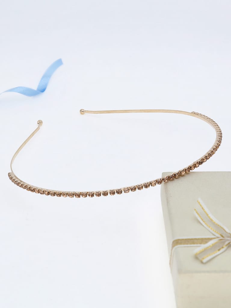 One Line Stone Hair Band in Gold finish - THF1838LCT