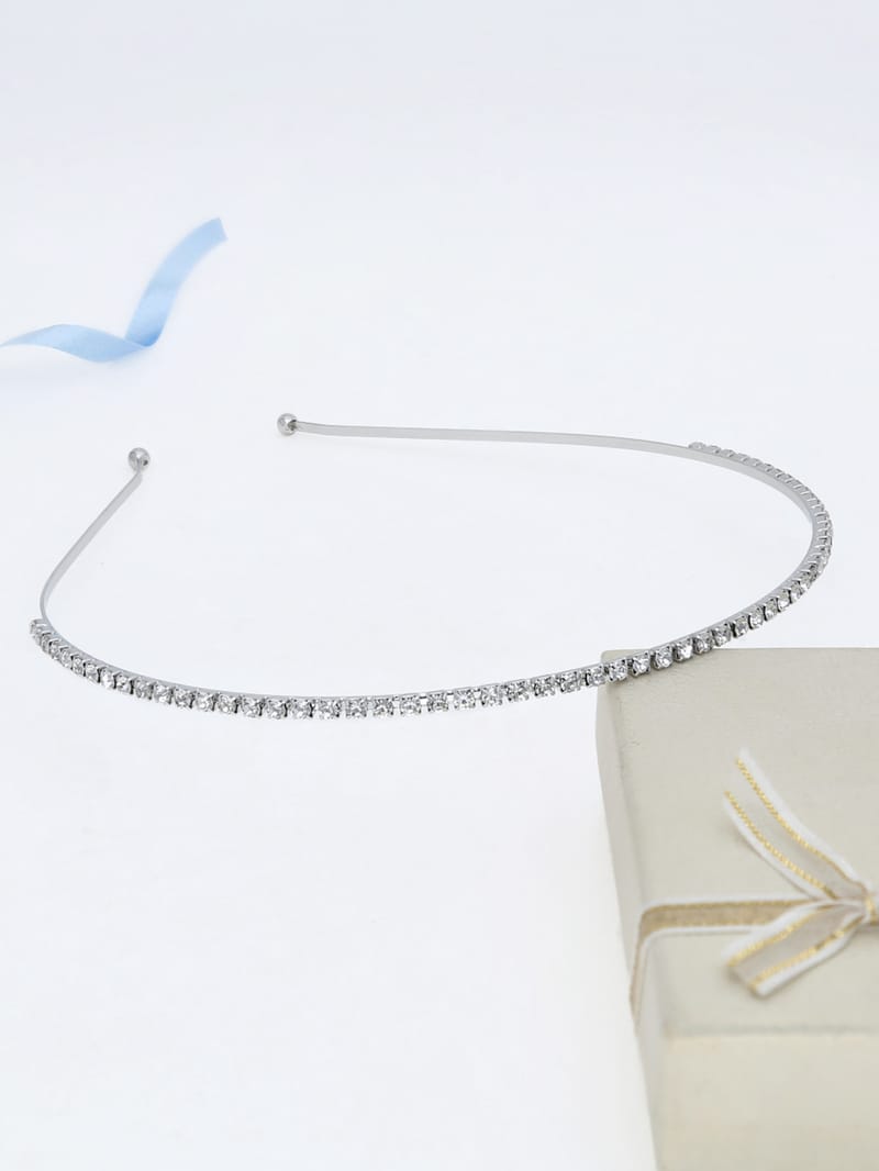 One Line Stone Hair Band in Rhodium finish - THF1840RH