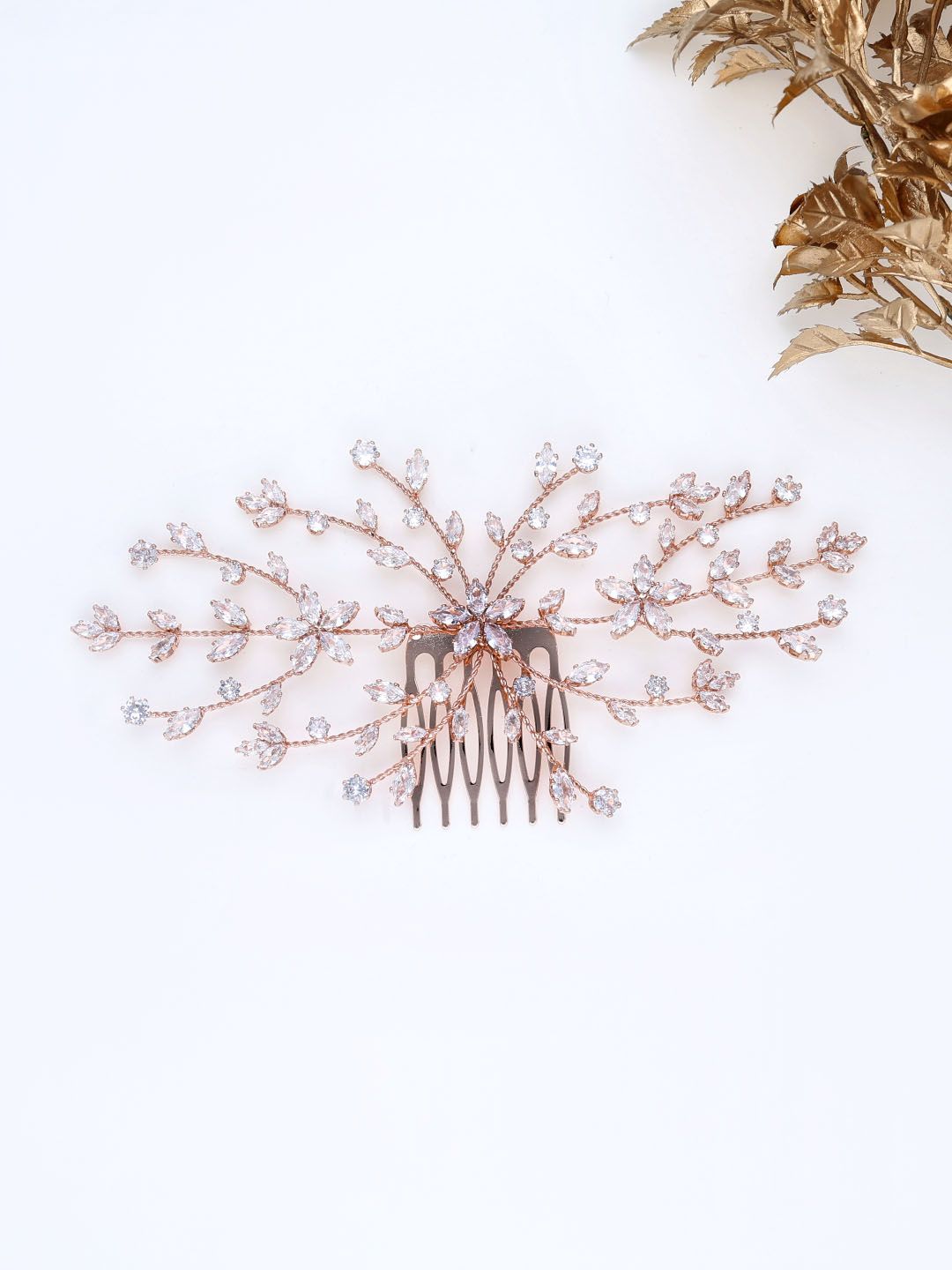 AD / CZ Comb in Rose Gold finish - THF1897
