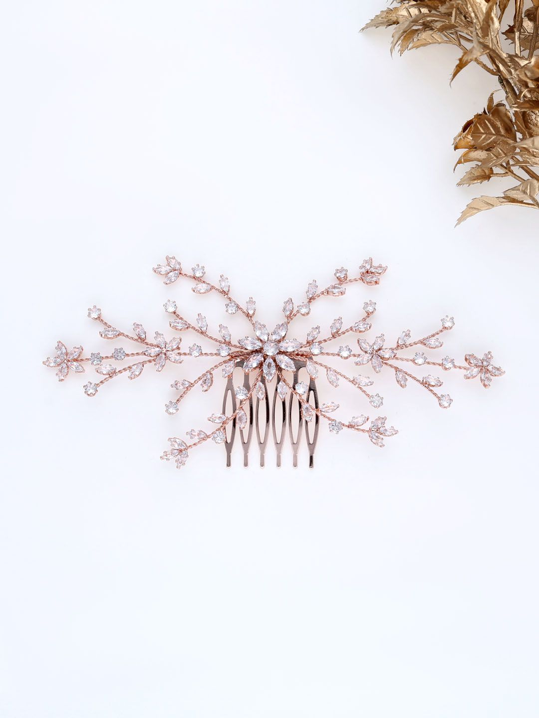 AD / CZ Comb in Rose Gold finish - THF1900