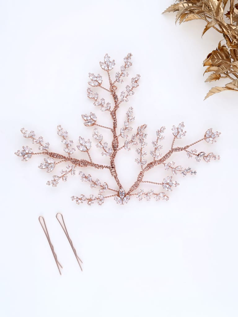 AD / CZ Hair Brooch in Rose Gold finish - THF1903
