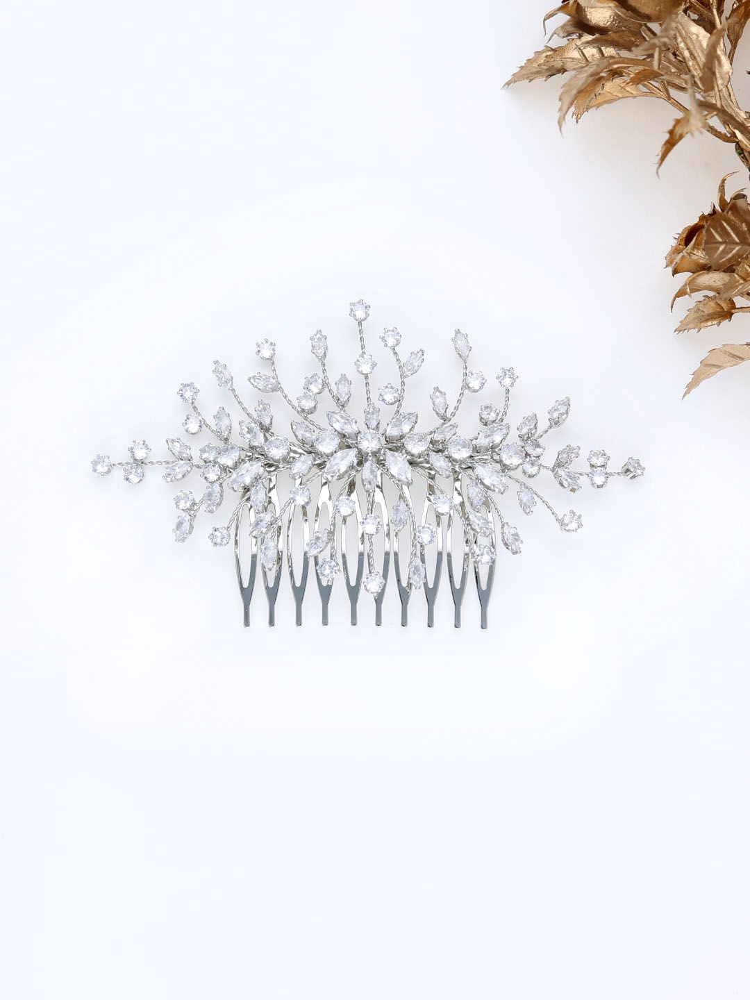 AD / CZ Comb in Rhodium finish - THF1905