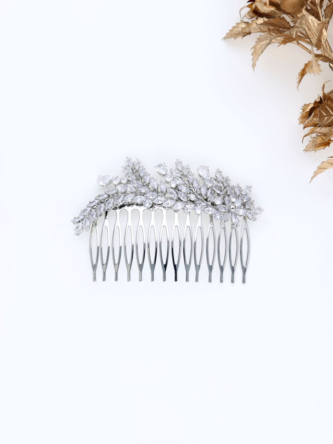 AD / CZ Comb in Rhodium finish - THF1910