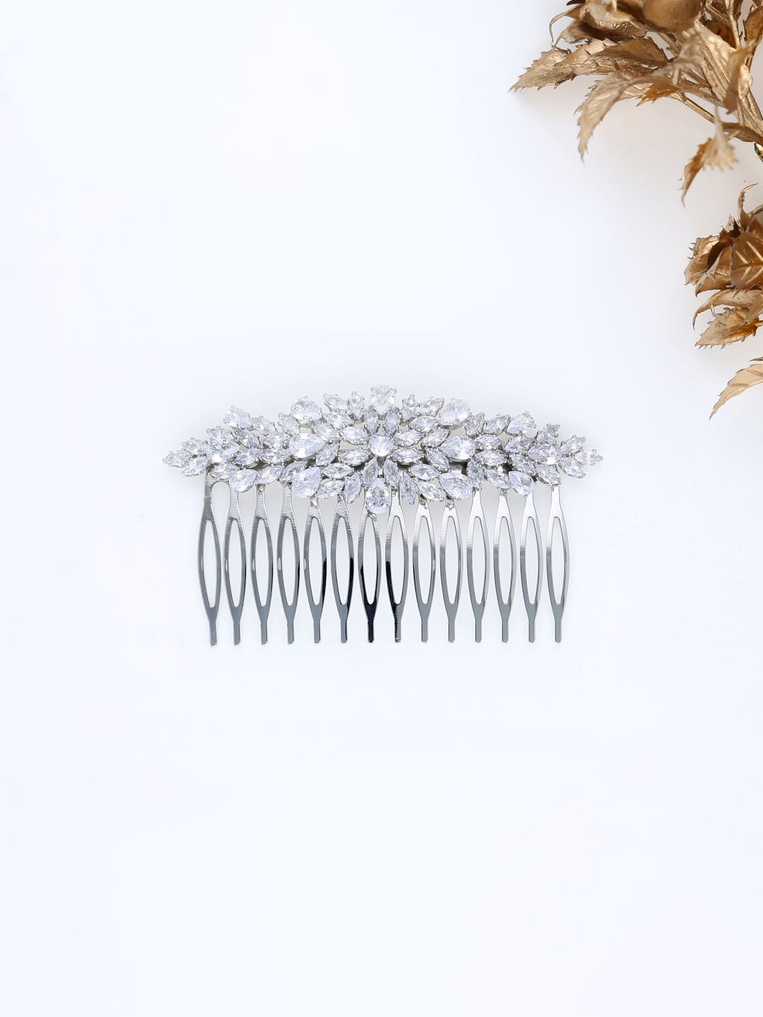 AD / CZ Comb in Rhodium finish - THF1913