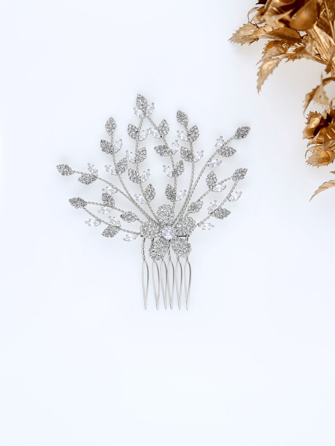 AD / CZ Comb in Rhodium finish - THF1922