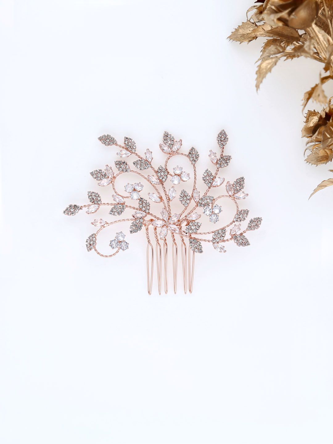 AD / CZ Comb in Rose Gold finish - THF1926