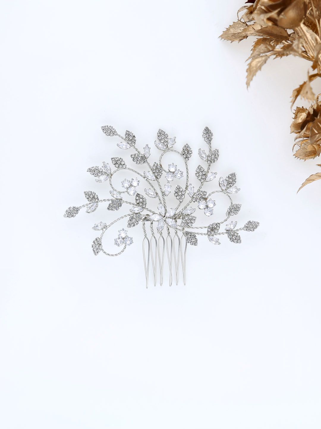 AD / CZ Comb in Rhodium finish - THF1925