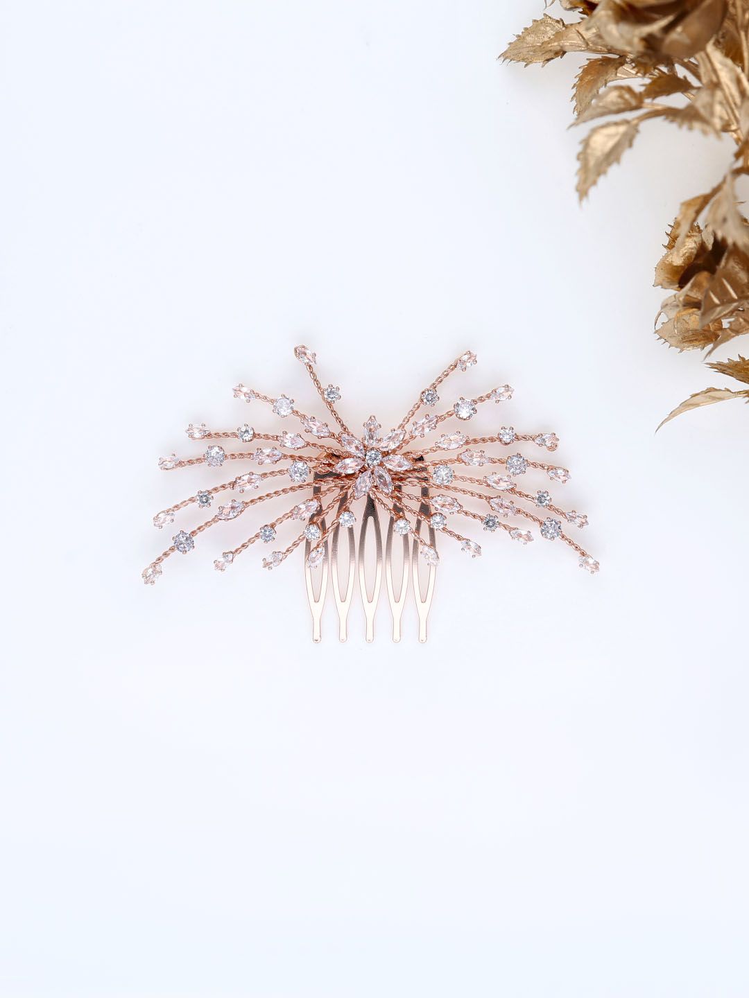 AD / CZ Comb in Rose Gold finish - THF1929